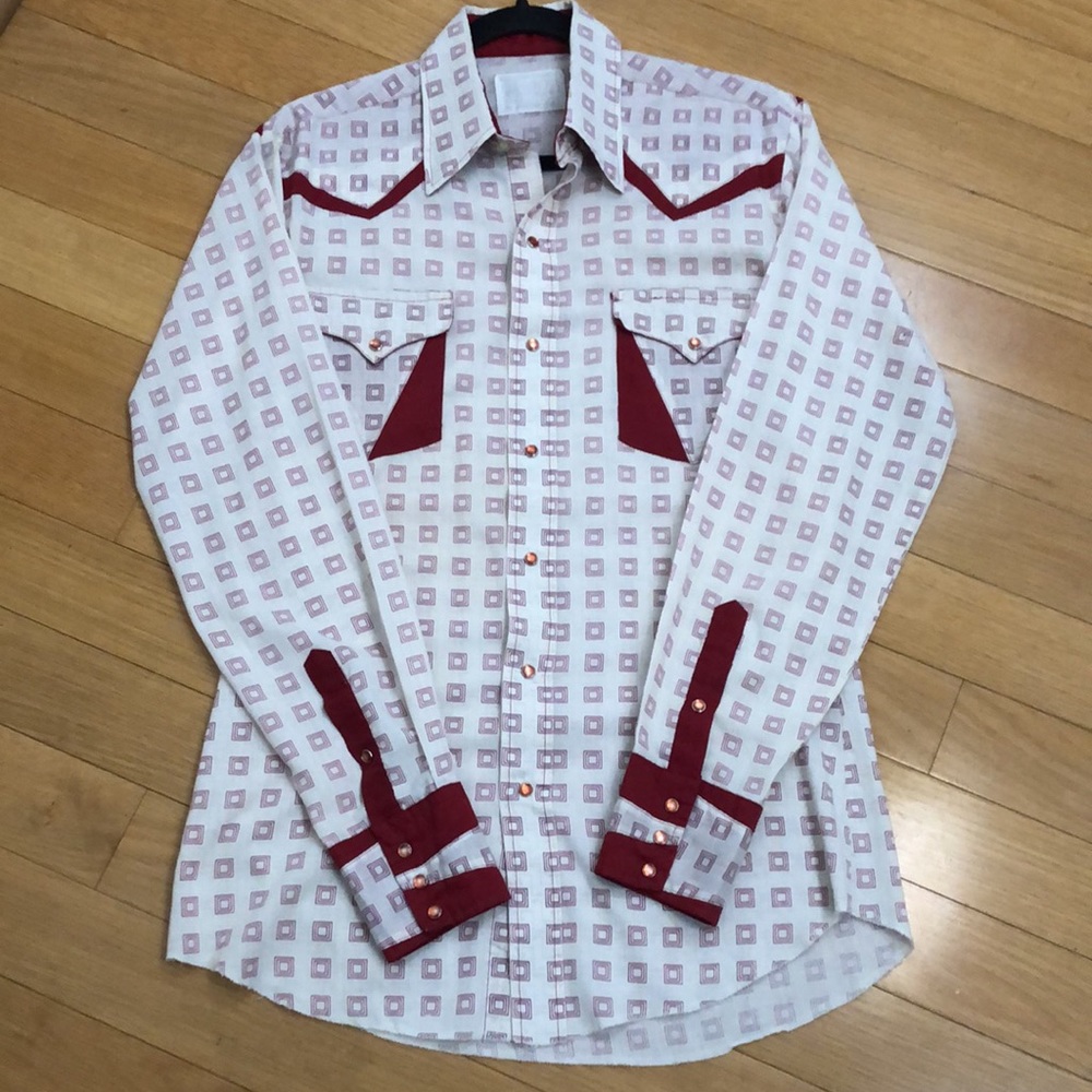 Vintage 70s Wrangler Red White & Blue Stripe Western Shirt – 23 Plus